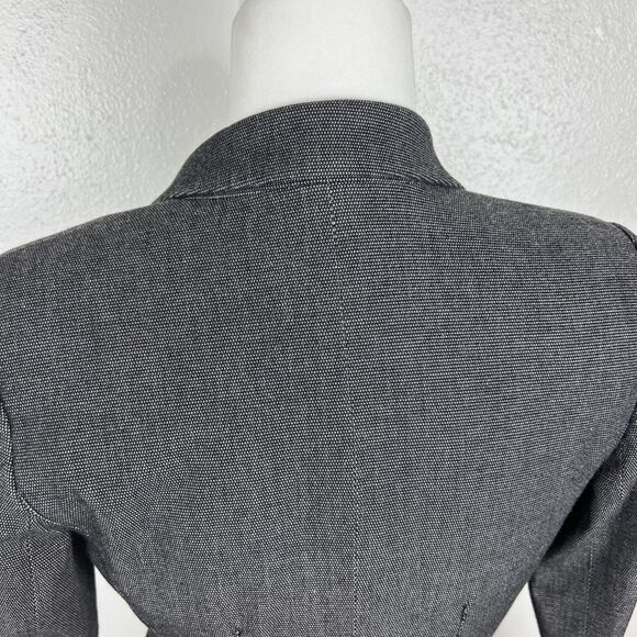 Halogen Blazer Women 0 Petite Black White Button Up Career Jacket Shoulder Pads - Picture 12 of 14